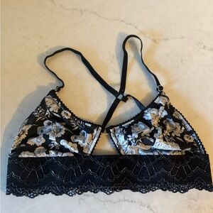 Urban Outfitters Floral Lace Bralette - Black and White